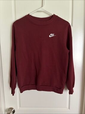Nike Burgundy Crewneck Sweatshirt with White Swoosh